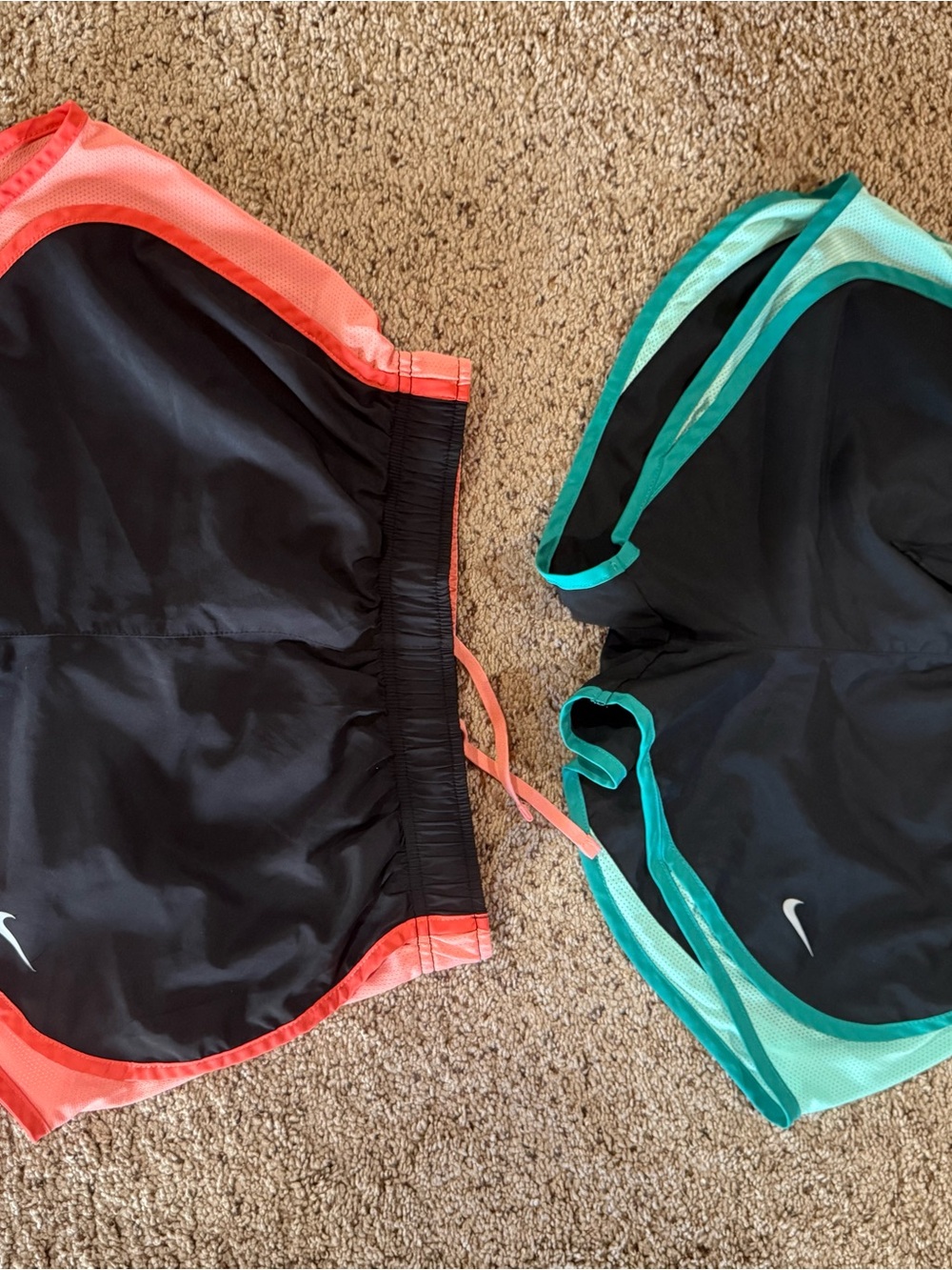 Nike Women’s Athletic Shorts Black with Coral and Teal Trim